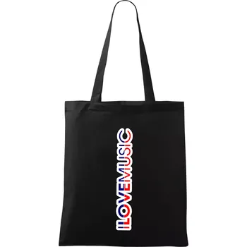 Nákupní taška I love music na výšku - Taška bavlněná - 42 x 38 cm ( Černá )