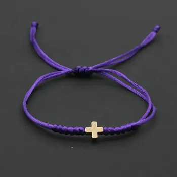 Náramek Nastavitelný náramek s křížkem ideální pro páry | párový náramek, dárkový náramek - 2