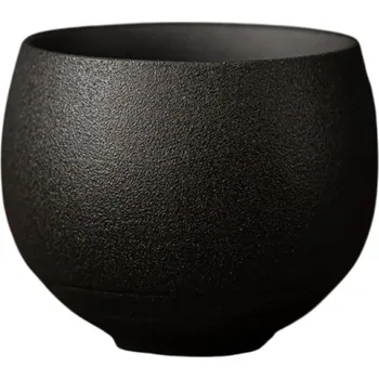 Ručně vyráběný čajový šálek 80ml Kamenina Japonský styl Černý útes 6,2×5 cm Starověký tichý silniční šálek Miska čajová sada keramika