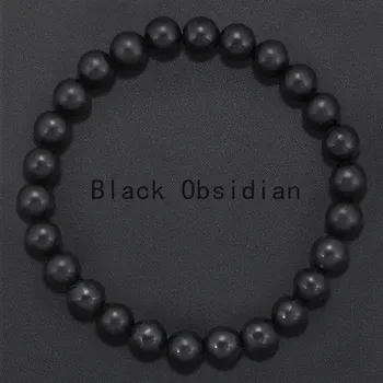 Náramek Náramek s korálků z přírodního minerálu | náramek, šperk - černý obsidián , 19,5–20 cm , 8mm Beads