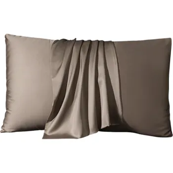 Potah na židli Hedvábný povlak na polštář barevný 40x70 cm Hladké provedení Přírodní materiál Elegantní potah Jemný povrch do ložnice hnědá