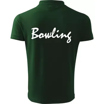 Pánská košile Bowling nápis psací - Polokošile pánská Pique Polo 203 - 5XL ( Lahvově zelená )