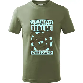 Chlapecké oblečení Bowling Champion - Tričko dětské bavlněné - 134 cm/8 let ( Khaki )