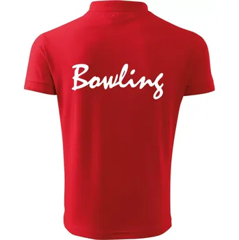 Pánská košile Bowling nápis psací - Polokošile pánská Pique Polo 203 - L ( Červená )