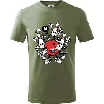 Bowling komiks - Tričko dětské bavlněné - 122 cm/6 let ( Khaki )