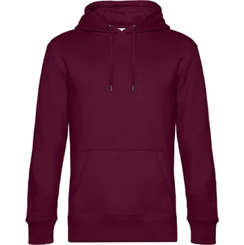 Pánská mikina B&C Pánská vegan klokanka King z recyklovaného polyesteru a bavlny Barva: Vínová, Velikost: S BCWU02K