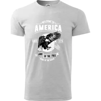 Pánské tričko Welcome To America - Triko extra velké (5-8XL) - 8XL ( Světlešedý Melír )