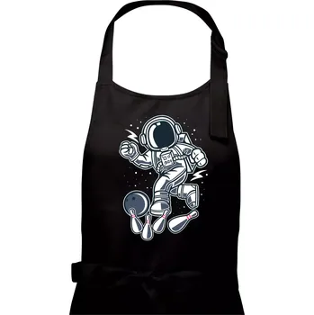 Kuchyňská zástěra Astro bowling - Dámská zástěra na vaření - Univerzální velikost ( Černá )