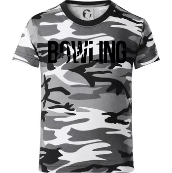 Chlapecké tričko Bowling nápis kuželky - Dětské maskáčové triko - 122 cm/6 let ( Šedý maskáč )
