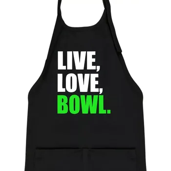 Kuchyňská zástěra Live, Love, Bowl - Dětská zástěra na vaření - Univerzální velikost ( Černá )
