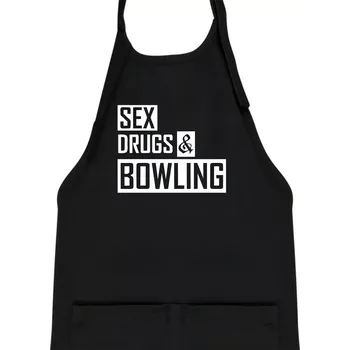 Kuchyňská zástěra Sex drugs bowling - Dětská zástěra na vaření - Univerzální velikost ( Černá )