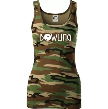 Dámské tričko Bowling nápis - Dámské Maskáčové tílko - XS ( Hnědý maskáč )