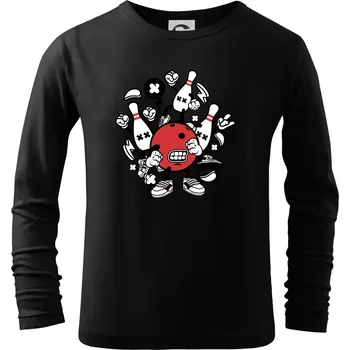 Chlapecké tričko Bowling komiks - Triko dětské Long Sleeve - 104-110cm / 3-4 roky ( Černá )