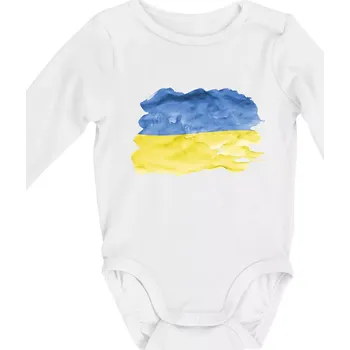 Kojenecký body Ukrajina vlajka rozpitá - Body kojenecké s dlouhým rukávem - Dlouhý r. do 3 měs ( Bílá )