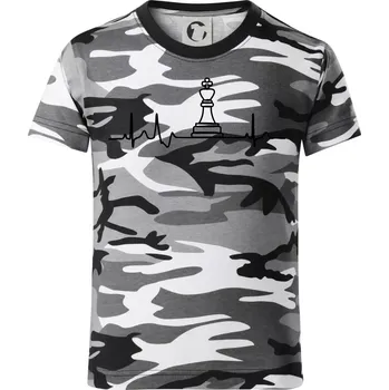 Chlapecké tričko EKG Šachové figurky - Král - Dětské maskáčové triko - 146 cm/10 let ( Šedý maskáč )