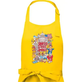 Kuchyňská zástěra USA karikatura - Dámská zástěra na vaření - Univerzální velikost ( Žlutá )