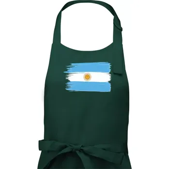 Kuchyňská zástěra Argentina vlajka kreslená štětkou - Dámská zástěra na vaření - Univerzální velikost ( Lahvově zelená )