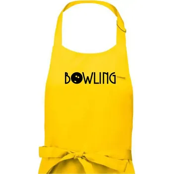 Kuchyňská zástěra Bowling nápis - Pánská zástěra na vaření - Univerzální velikost ( Žlutá )