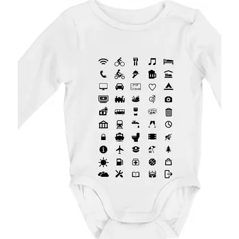 Kojenecké oblečení FOR TRAVEL - slovník na cesty - Body kojenecké s dlouhým rukávem - Dlouhý r. 3-6 měs ( Bílá )