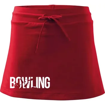 Dámská sukně Bowling nápis kuželky - Sportovní sukně - two in one - L ( Červená )