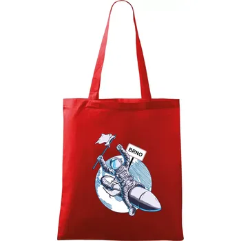 Nákupní taška Brno penis raketa - Taška bavlněná - 42 x 38 cm ( Červená )