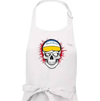 Kuchyňská zástěra Beach volejbal lebka - Pánská zástěra na vaření - Univerzální velikost ( Bílá )
