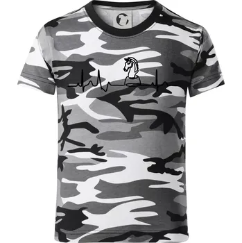 Chlapecké tričko EKG Šachové figurky - Jezdec - Dětské maskáčové triko - 134 cm/8 let ( Šedý maskáč )