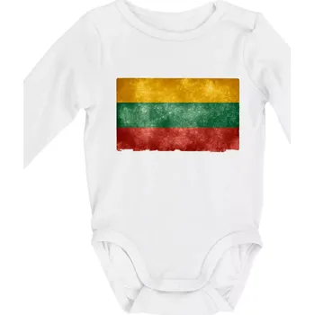 Kojenecký body Litva vlajka stará - Body kojenecké s dlouhým rukávem - Dlouhý r. do 3 měs ( Bílá )