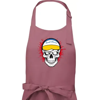 Kuchyňská zástěra Beach volejbal lebka - Pánská zástěra na vaření - Univerzální velikost ( Starorůžová )