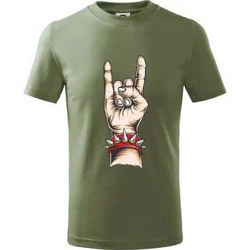 Chlapecké oblečení Rocková ruka s náramkem - Tričko dětské bavlněné - 158 cm/12 let ( Khaki )