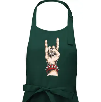 Kuchyňská zástěra Rocková ruka s náramkem - Pánská zástěra na vaření - Univerzální velikost ( Lahvově zelená )