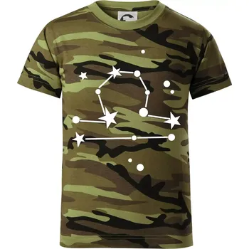 Souhvězdí - Libra - Váhy - Dětské maskáčové triko - 104-110cm / 3-4 roky ( Zelený maskáč )