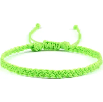 Náramek Ručně pletený párový náramek z voskované šňůrky | šňůrkový náramek, párový náramek - Fluorescenční zelená