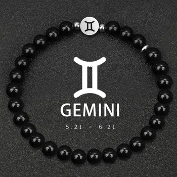 Náramek Náramek znamení zvěrokruhu obsidián 6mm | náramek pánský, náramek dámský - Blíženci