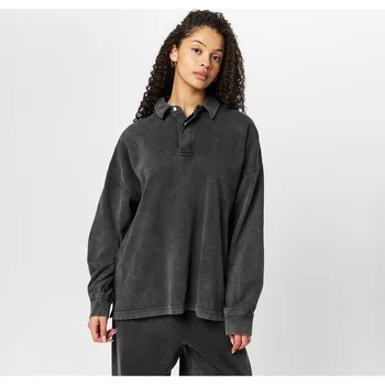 Pánské tričko Firetrap Mens Washed Rugby Charcoal L