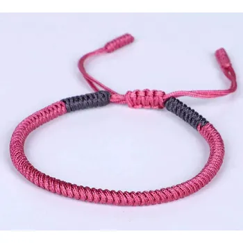Náramek Ručně vázaný tibetský náramek štěstí | náramek, amulet - Růžový