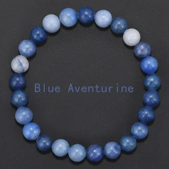 Šperk Náramek s korálků z přírodního minerálu | náramek, šperk - Modrý avanturín , 18–19 cm , 8mm Beads