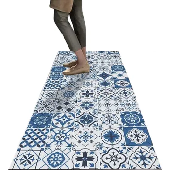Koberec Protiskluzový koberec 50x160 cm Savá kuchyňská rohožka Retro dlaždicový vzor Měkký koberec do koupelny Předsíně Obýváku Dekorace