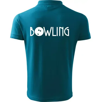 Pánská košile Bowling nápis - Polokošile pánská Pique Polo 203 - 4XL ( Tmavý tyrkys )