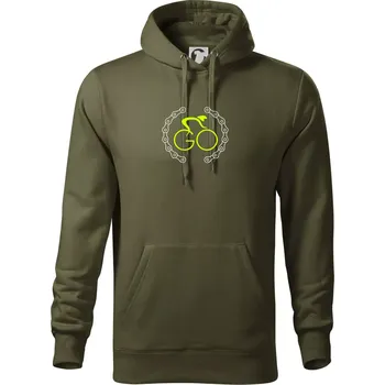 Pánská mikina GO cyklista (fluo potisk) - Mikina pánská Cape s kapucí - 5XL ( Military )