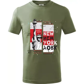 Chlapecké oblečení New york socha - Tričko dětské bavlněné - 134 cm/8 let ( Khaki )