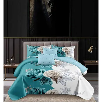 Povlečení Top textil Bavlněné povlečení 5D Modrobílá růže 3dílné