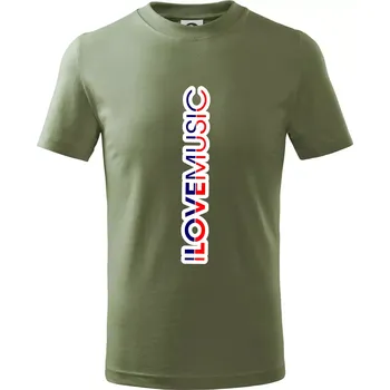 Dětská móda I love music na výšku - Tričko dětské bavlněné - 122 cm/6 let ( Khaki )
