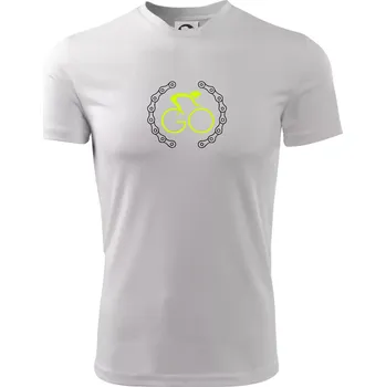 GO cyklista (fluo potisk) - Pánské triko Fantasy sportovní (dresovina) - L ( Bílá )