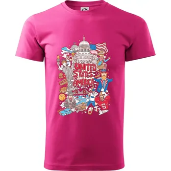 Pánské tričko USA karikatura - Klasické pánské triko vyšší gramáže - S ( Purpurová )