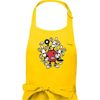 Kuchyňská zástěra Bowling komiks - Dámská zástěra na vaření - Univerzální velikost ( Žlutá )