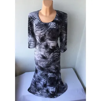 Dámské šaty Šaty šedé PAVA, Velikost XXXL 54, Materiál 98% Polyester 2% Lycra, Rukáv 3/4 rukáv