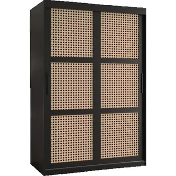 Šatní skříň Šatní skříň s posuvnými dveřmi s vídeňským výpletem – 120 cm, ČERNÁ