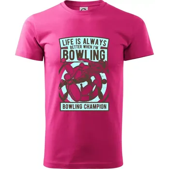 Pánské tričko Bowling Champion - Klasické pánské triko vyšší gramáže - 4XL ( Purpurová )