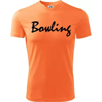 Bowling nápis psací - Dětské triko sportovní (dresovina) - 146 cm/10 let ( Neon mandarine )